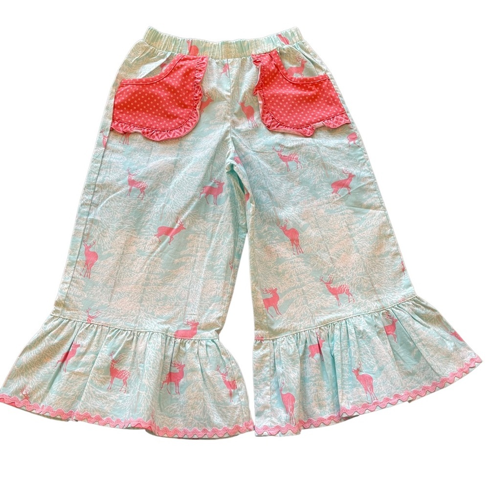 Shrimp & Grits Kids Pants Deer Moose Print 4T 5T